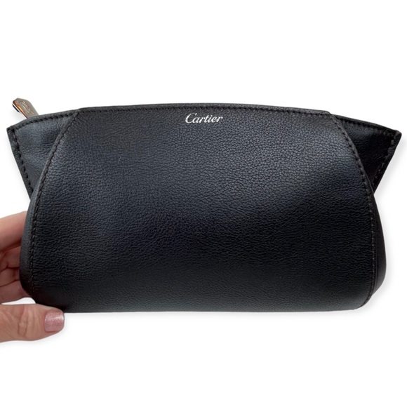 CARTIER Clutch Onyx Taurillon Leather C De Cartier Bag Palladium Hardware EUC - Picture 2 of 15